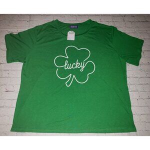 𝅺NWT Women's Claire's Green St. Patrick's Day Lucky Shamrock T-Shirt One Size